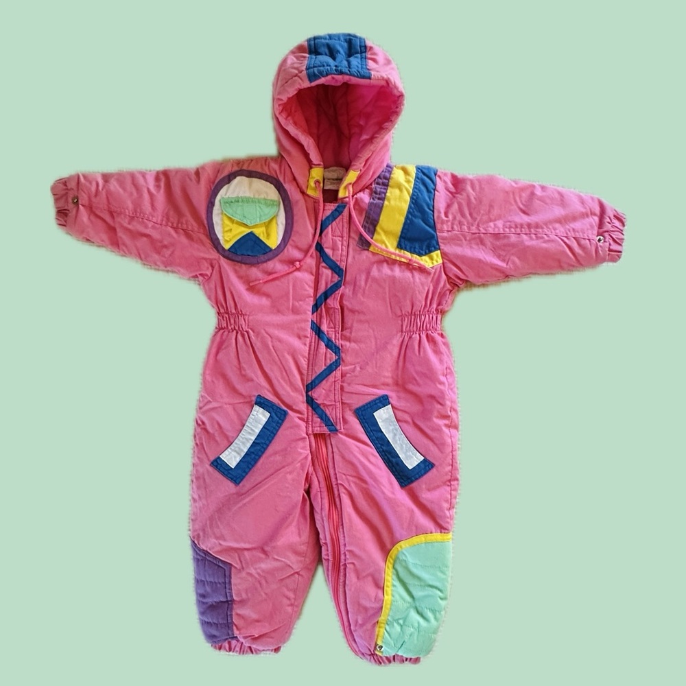 Vintage Sears Girl Toddler Insulated Quilted Hooded Snowsuit 18-24 months